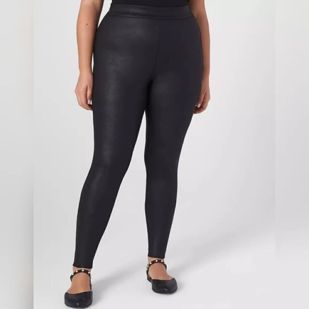 4 for $40 SALE! Lane Bryant Ponte Faux Leather Legging, Black, Size 22/24